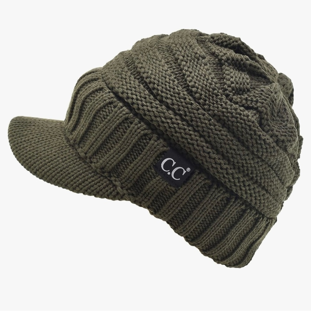 New with tags C.C olive winter hat with brim.